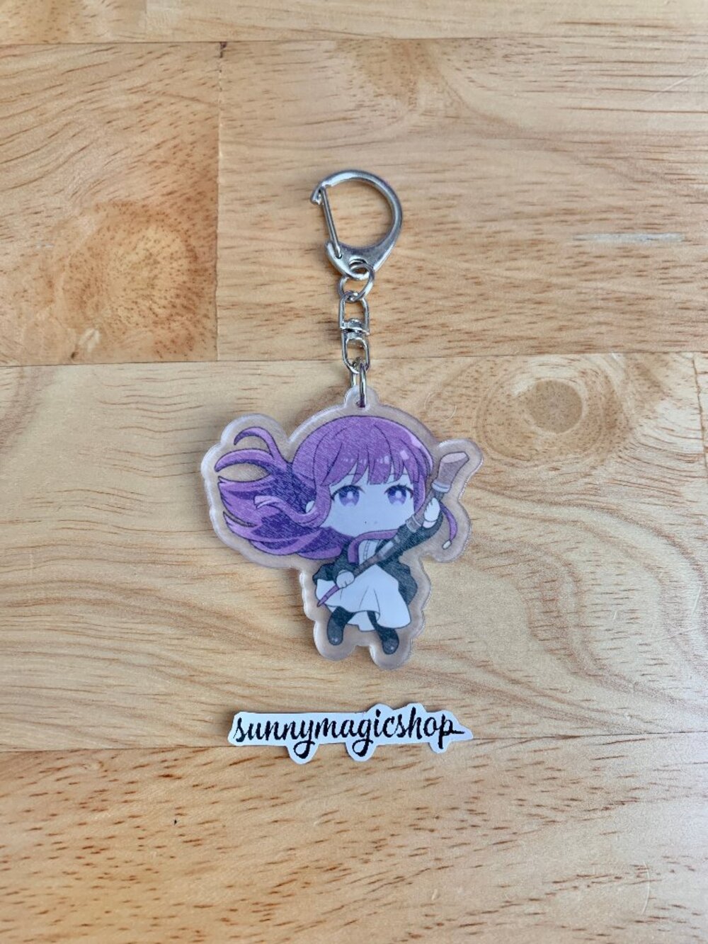 Frieren Beyond Journey's End Anime Acrylic Keychain Purple Hair Fern Flying